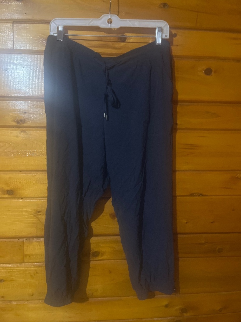 Navy Blue 100% Silk Joggers Pants